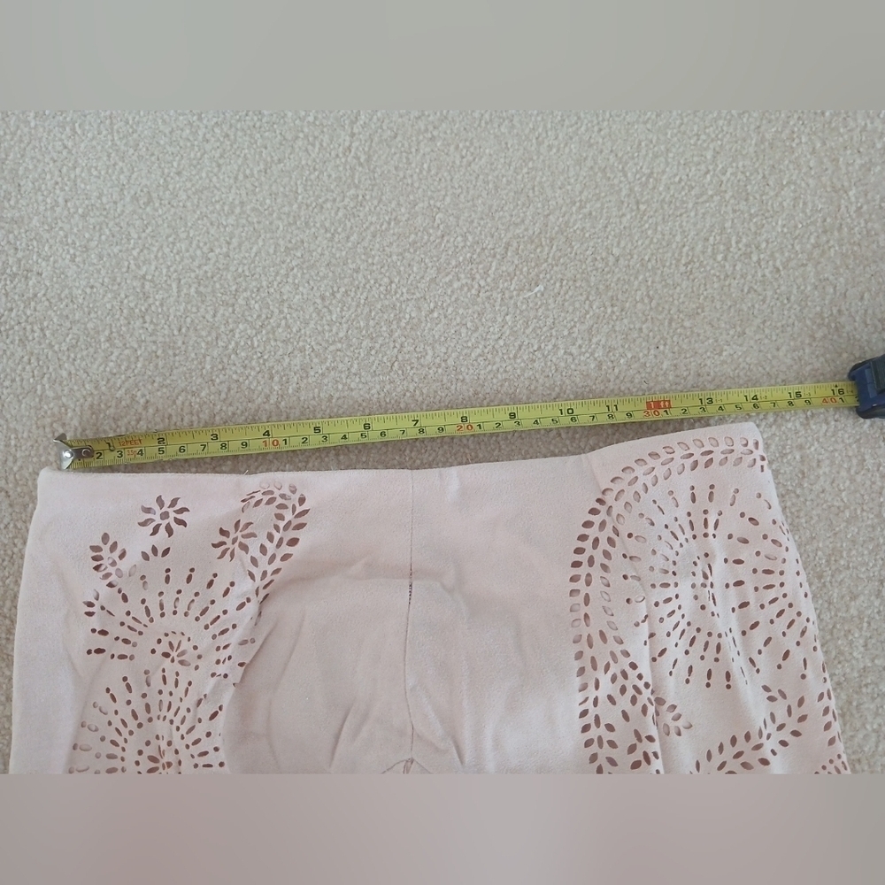Bagatelle City Skirt Size SM Pink Faux Suede Fringe Cut Out V Hem Festival. Fl - Picture 12 of 12